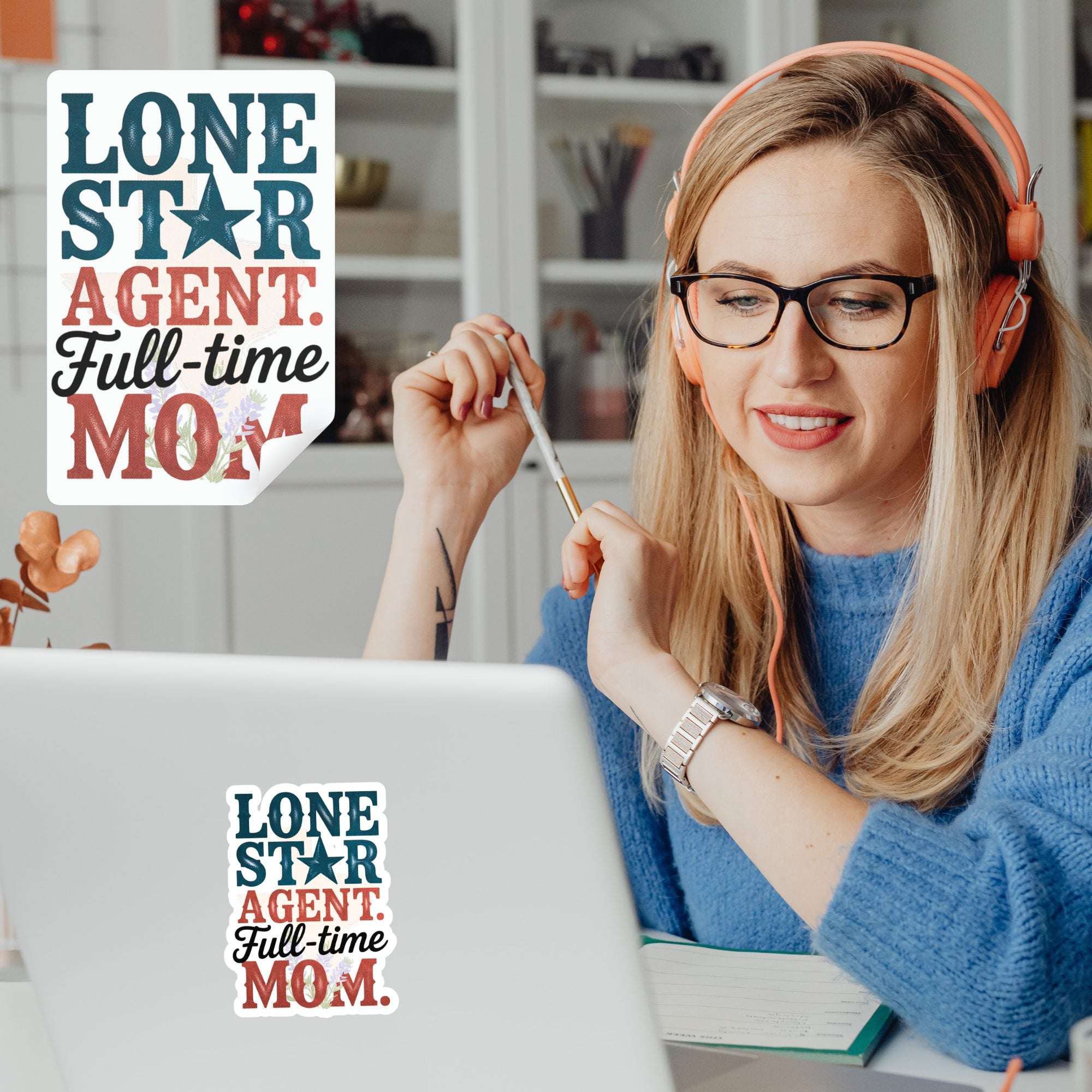 Lone Star Agent Full-Time Mom unisex t-shirt for Texas real estate agents — detail view — The Real Estate Pro Shop