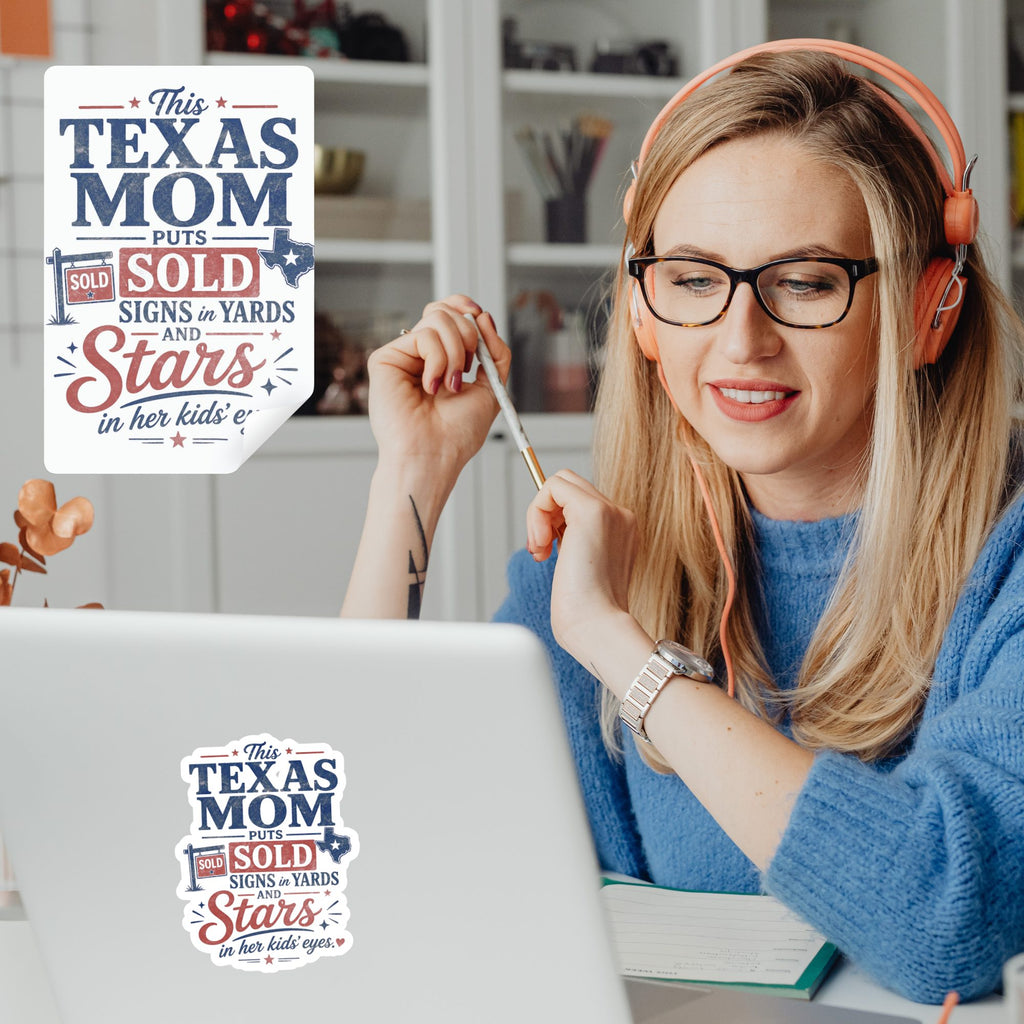 This Texas Mom Puts Sold Signs in Yards and Stars in Her Kids' Eyes unisex t-shirt — detail view — The Real Estate Pro Shop
